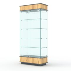 Витрина ФАНТАЗИЯ №1-1 (задняя стенка - стекло), Дуб Золотистый и Темно-Серый