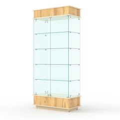 Витрина ФАНТАЗИЯ №1-1 (задняя стенка - стекло), Дуб Золотистый и Крем Вайс