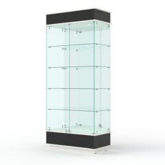 Витрина ФАНТАЗИЯ №1-2 (задняя стенка - зеркало), Черный и Белый