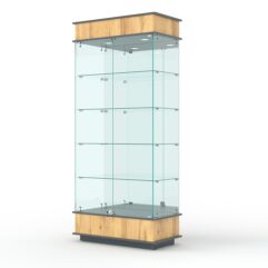 Витрина ФАНТАЗИЯ №1-2 (задняя стенка - зеркало), Дуб Золотистый и Темно-Серый