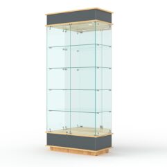 Витрина ФАНТАЗИЯ №1-2 (задняя стенка - зеркало), Темно-серый и Дуб Золотистый