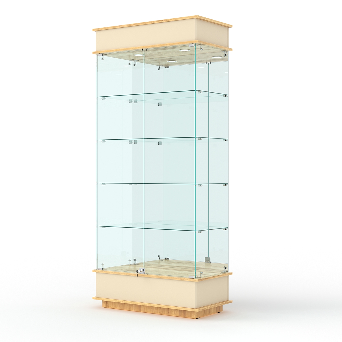 Витрина ФАНТАЗИЯ №1-2 (задняя стенка - зеркало), Крем Вайс и Дуб Золотистый