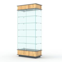 Витрина ФАНТАЗИЯ №4-1 (задняя стенка - стекло), Дуб Золотистый и Темно-Серый