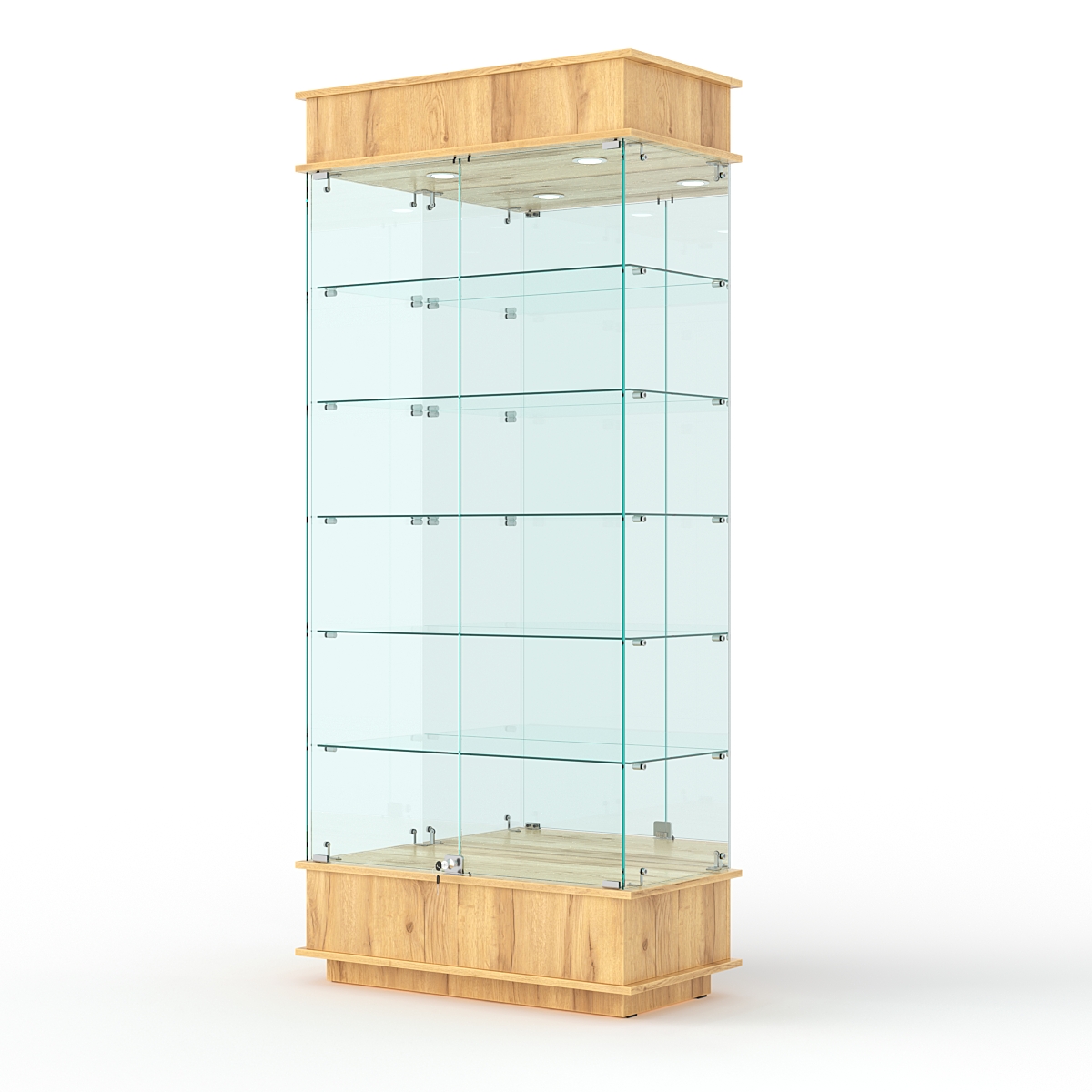 Витрина ФАНТАЗИЯ №4-2 (задняя стенка - зеркало), Дуб Золотистый