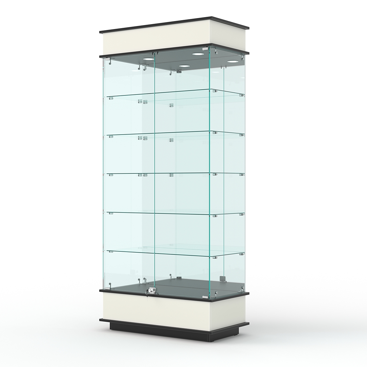 Витрина ФАНТАЗИЯ №4-2 (задняя стенка - зеркало), Белый и Черный