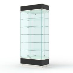 Витрина ФАНТАЗИЯ №4-2 (задняя стенка - зеркало), Черный и Белый