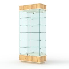 Витрина ФАНТАЗИЯ №4-2 (задняя стенка - зеркало), Дуб Золотистый и Крем Вайс