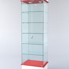 Витрина ФАНТАЗИЯ №5-1 (задняя стенка - стекло), Белый + красный