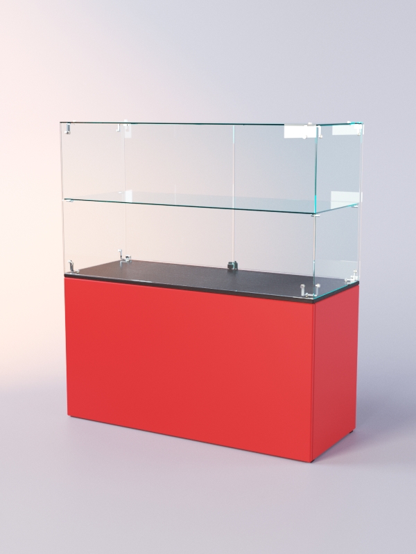 Прилавок для очков ЛОРНЕТ №2, Дуб Венге + Красный