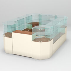 Торговый островок для очков ЛОРНЕТ №1, Орех + Крем Вайс