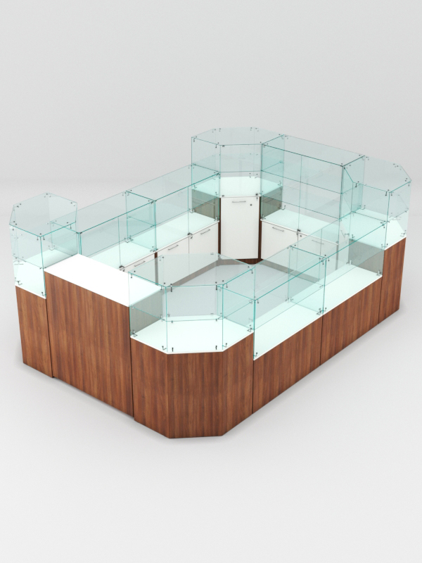 Торговый островок для очков ЛОРНЕТ №3, Белый + Орех