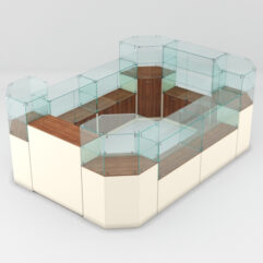 Торговый островок для очков ЛОРНЕТ №3, Орех + Крем Вайс