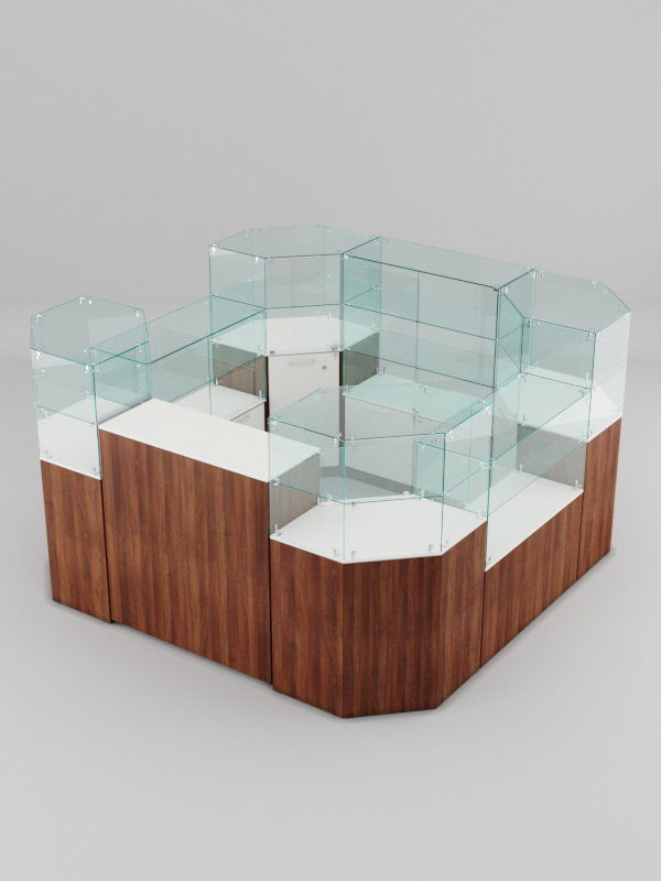 Торговый островок для очков ЛОРНЕТ №4, Белый + Орех