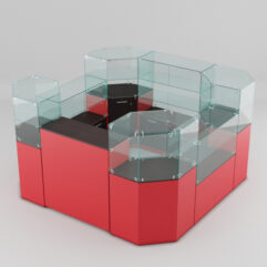 Торговый островок для очков ЛОРНЕТ №4, Дуб Венге + Красный