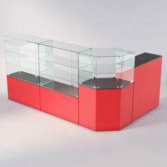 Торговый островок для очков ЛОРНЕТ №10, Дуб Венге + Красный