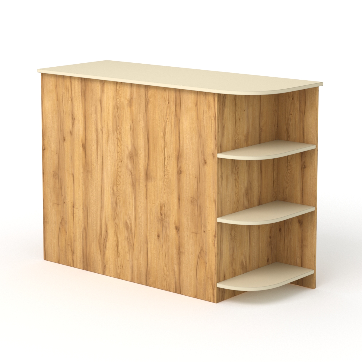 Модуль кассового стола РИВЬЕРА №4 левосторонний, Дуб Золотистый и Крем Вайс