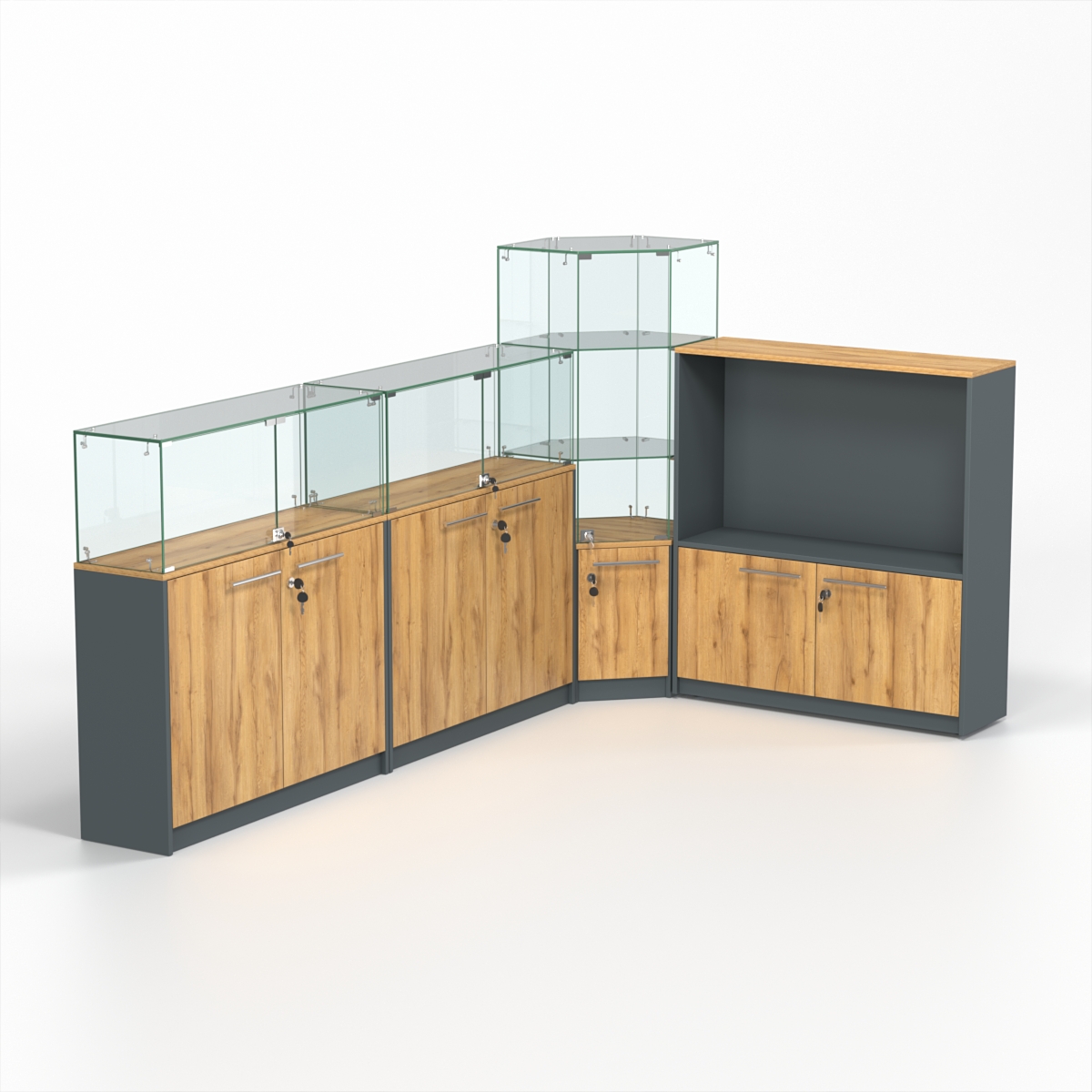 Торговый островок всё для маникюра и педикюра КОДИ №6, Темно-серый и Дуб Золотистый