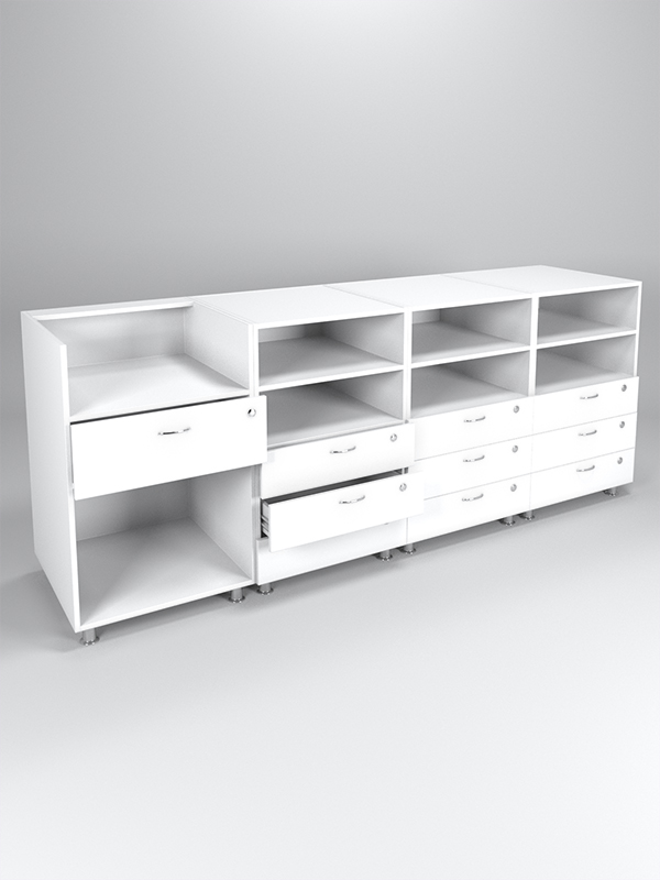 Комплект прилавков КЛАССИКА №1+№8+№8+№8, Белый