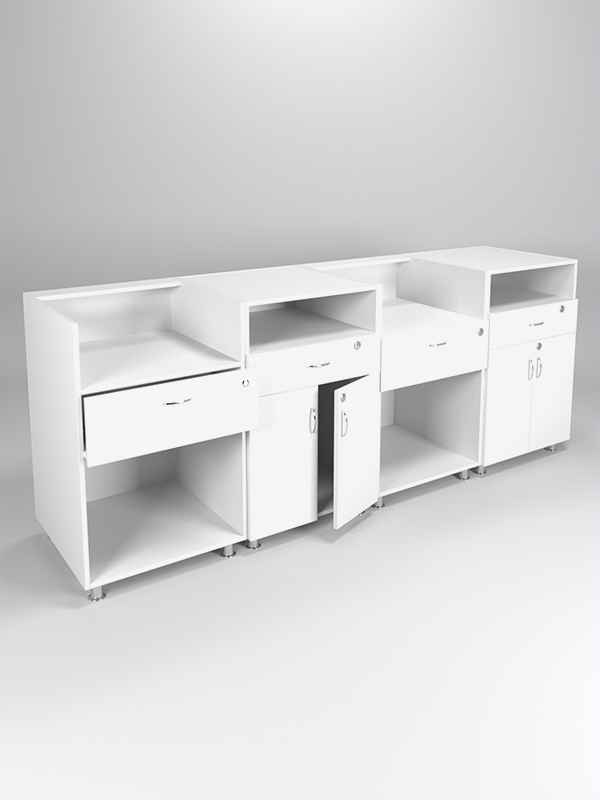 Комплект прилавков КЛАССИКА №1+№1+№7+№7, Белый