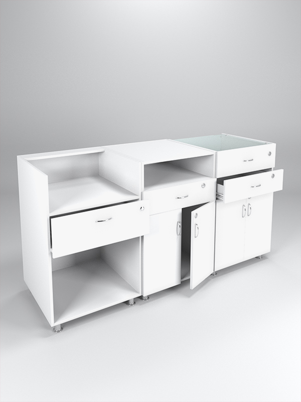 Комплект прилавков КЛАССИКА №1+№7+№2, Белый