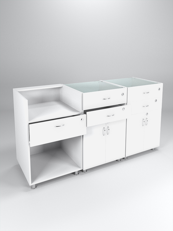 Комплект прилавков КЛАССИКА №1+№2+№2, Белый