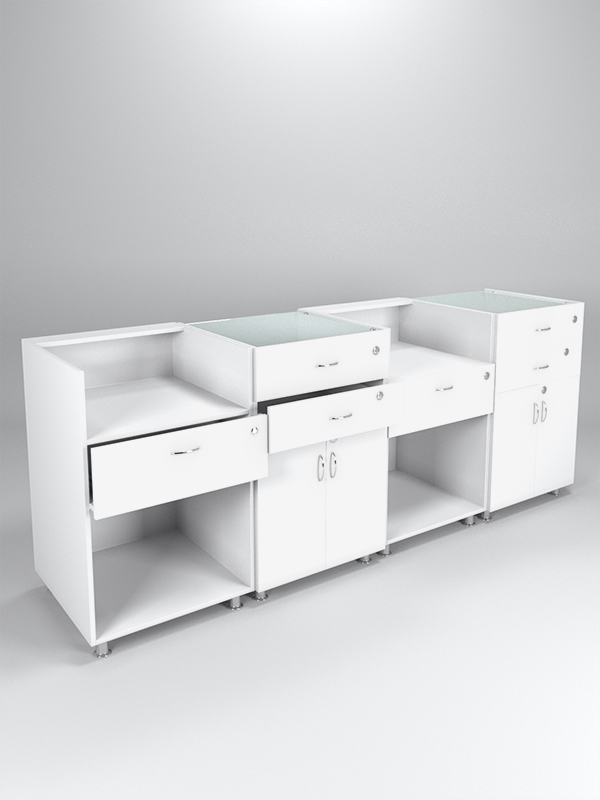 Комплект прилавков КЛАССИКА №1+№2+№1+№2, Белый