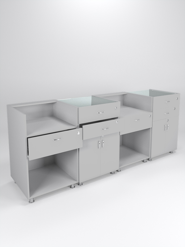 Комплект прилавков КЛАССИКА №1+№2+№1+№2, Серый