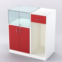 Прилавок для бижутерии РИВОЛИ №6 кассовый, Белый + Красный