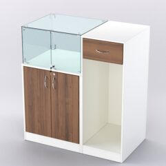 Прилавок для бижутерии РИВОЛИ №6 кассовый, Белый + Орех