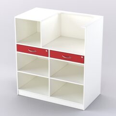 Прилавок для бижутерии РИВОЛИ №7 кассовый, Белый + Красный