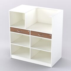 Прилавок для бижутерии РИВОЛИ №7 кассовый, Белый + Орех