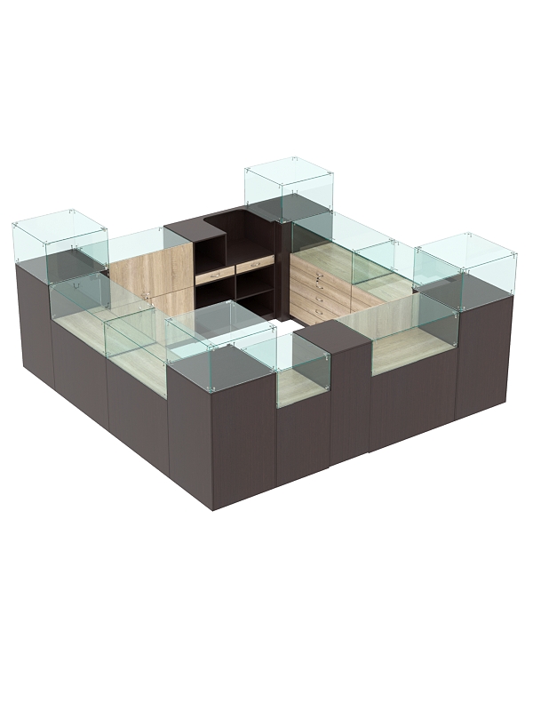 Торговый островок для бижутерии РИВОЛИ №1, Дуб Венге и Дуб Сонома