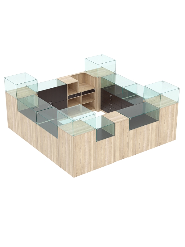 Торговый островок для бижутерии РИВОЛИ №1, Дуб Сонома и Дуб Венге