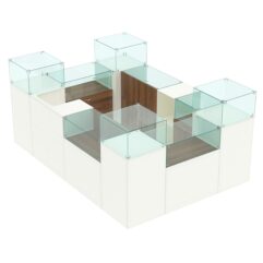 Торговый островок для бижутерии РИВОЛИ №2, Белый + Орех