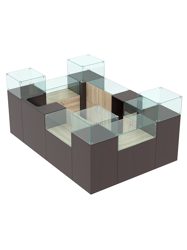 Торговый островок для бижутерии РИВОЛИ №2, Дуб Венге и Дуб Сонома