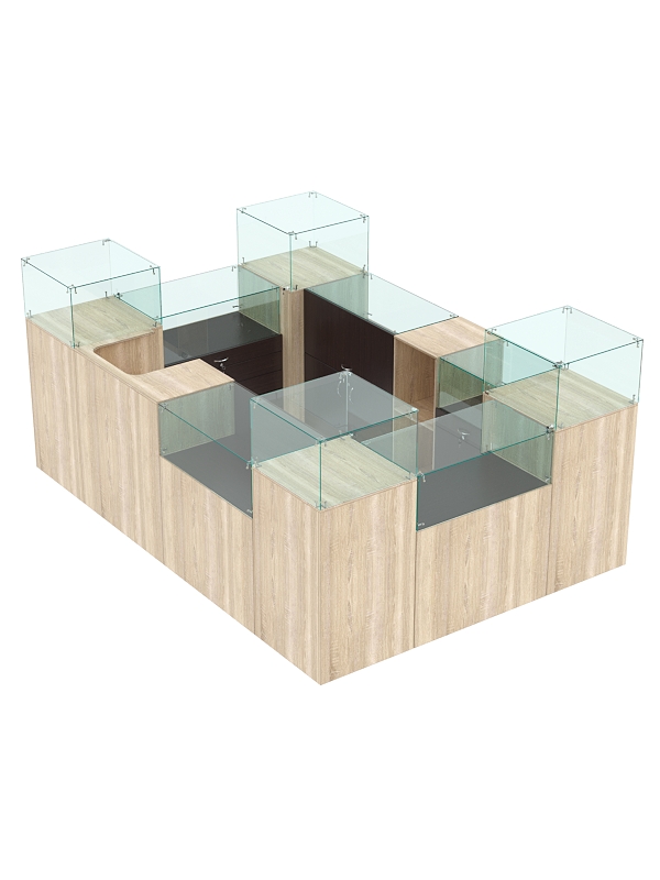 Торговый островок для бижутерии РИВОЛИ №2, Дуб Сонома и Дуб Венге