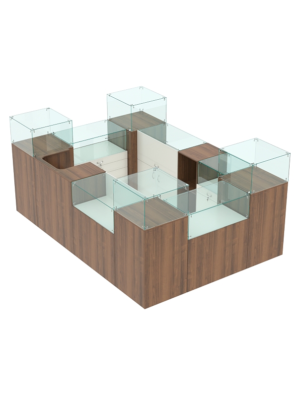 Торговый островок для бижутерии РИВОЛИ №2, Орех + Белый