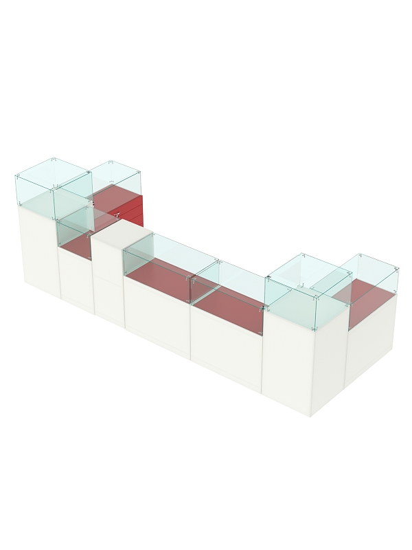 Торговый островок для бижутерии РИВОЛИ №3, Белый + Красный
