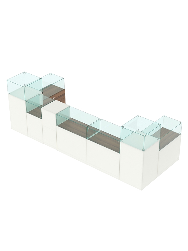 Торговый островок для бижутерии РИВОЛИ №3, Белый + Орех