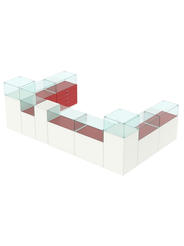 Торговый островок для бижутерии РИВОЛИ №4, Белый + Красный