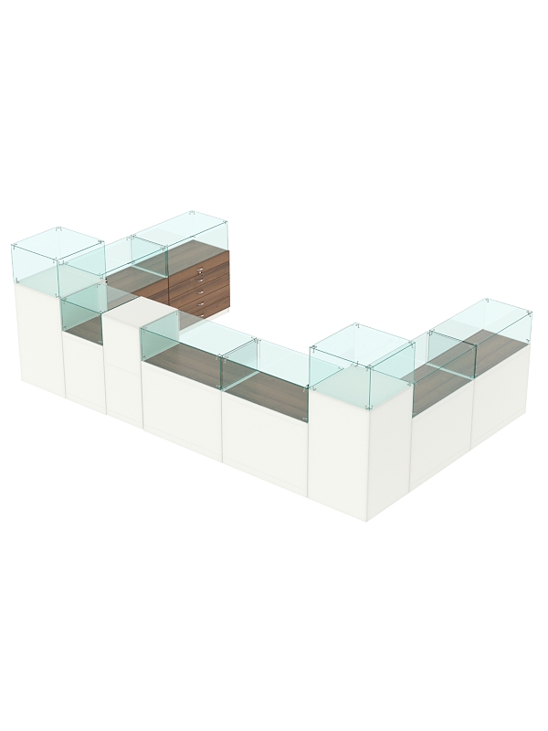 Торговый островок для бижутерии РИВОЛИ №4, Белый + Орех