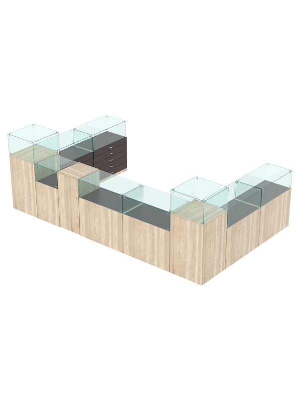 Торговый островок для бижутерии РИВОЛИ №4, Дуб Сонома и Дуб Венге