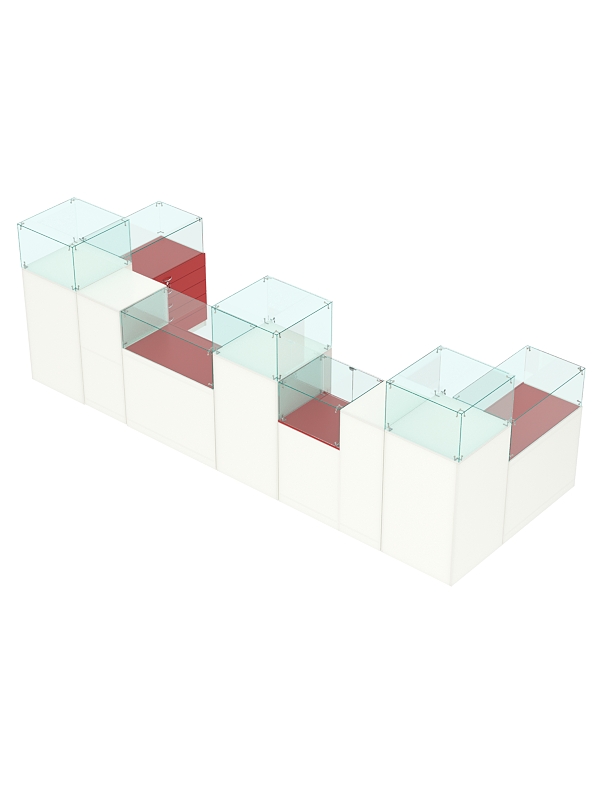 Торговый островок для бижутерии РИВОЛИ №6, Белый + Красный