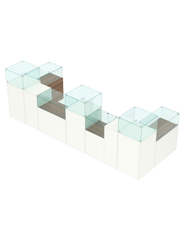 Торговый островок для бижутерии РИВОЛИ №6, Белый + Орех