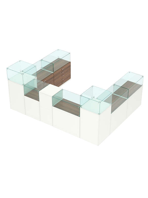 Торговый островок для бижутерии РИВОЛИ №7, Белый + Орех