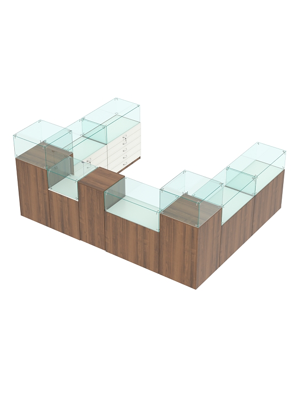 Торговый островок для бижутерии РИВОЛИ №7, Орех + Белый