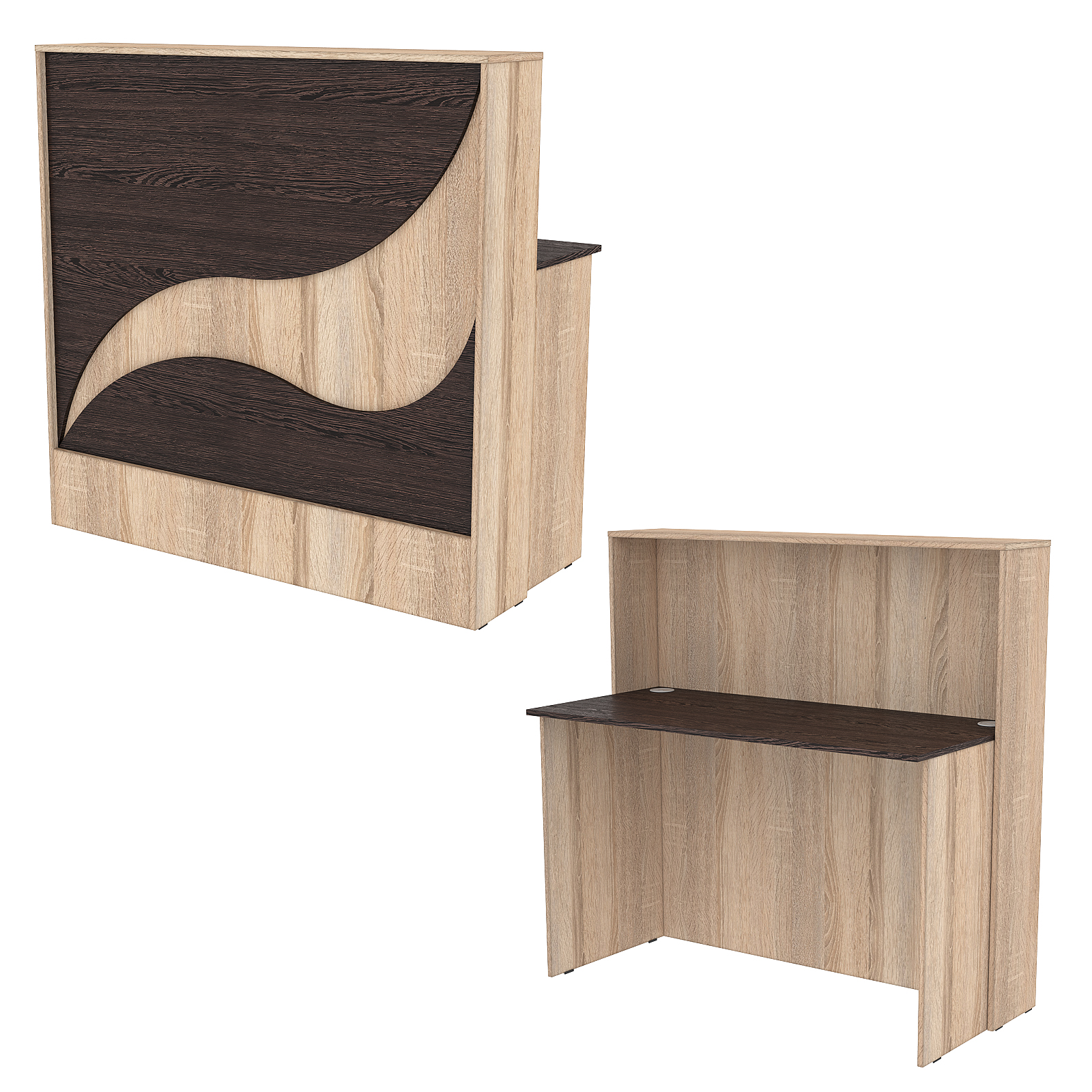 Ресепшн Нежность Волны №1Б простой, Дуб Сонома + Дуб Венге