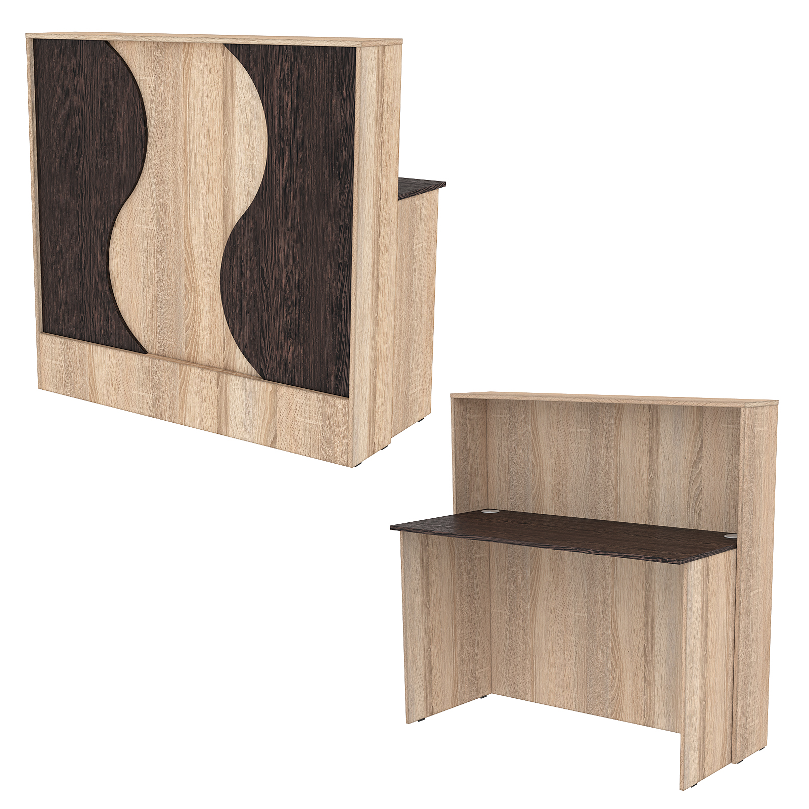 Ресепшн Нежность Волны №1В простой, Дуб Сонома + Дуб Венге