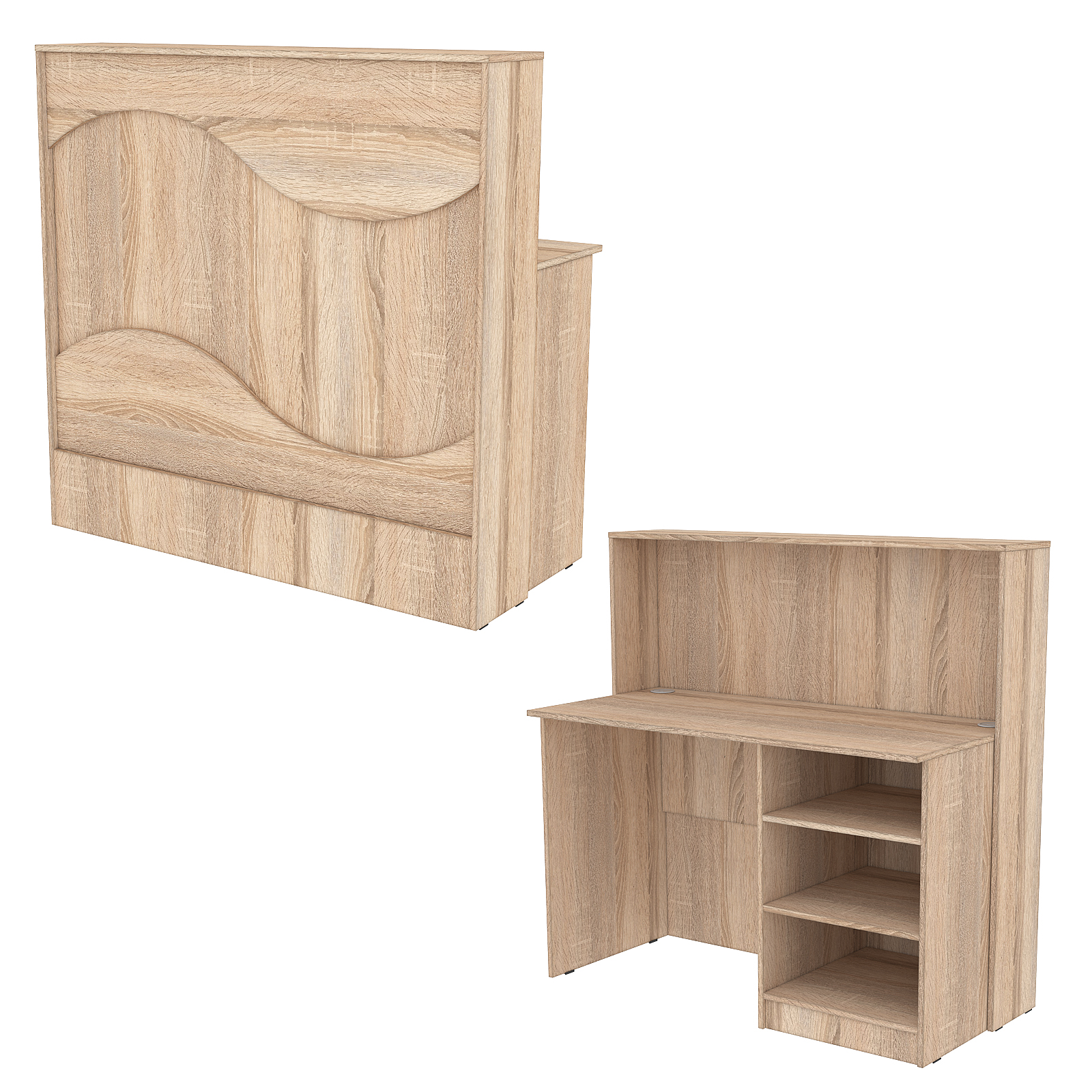 Ресепшн Нежность Волны №1А с правосторонней открытой тумбой, Дуб Сонома