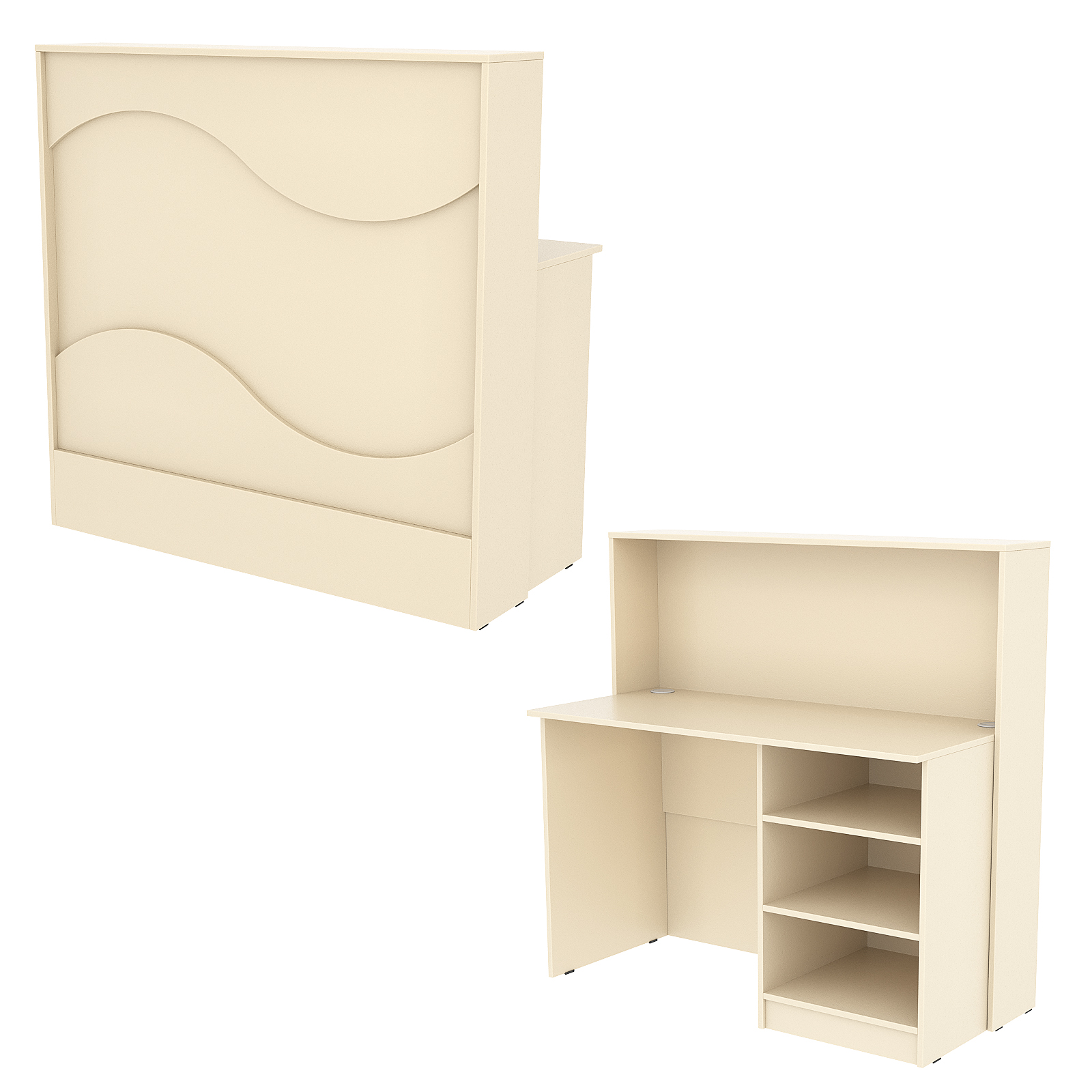 Ресепшн Нежность Волны №1А с правосторонней открытой тумбой, Крем Вайс